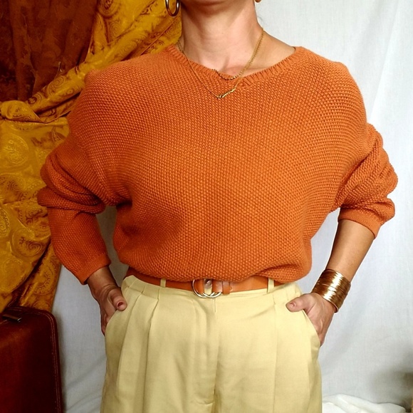 Oversized Knit Orange Sweater - Picture 4 of 4